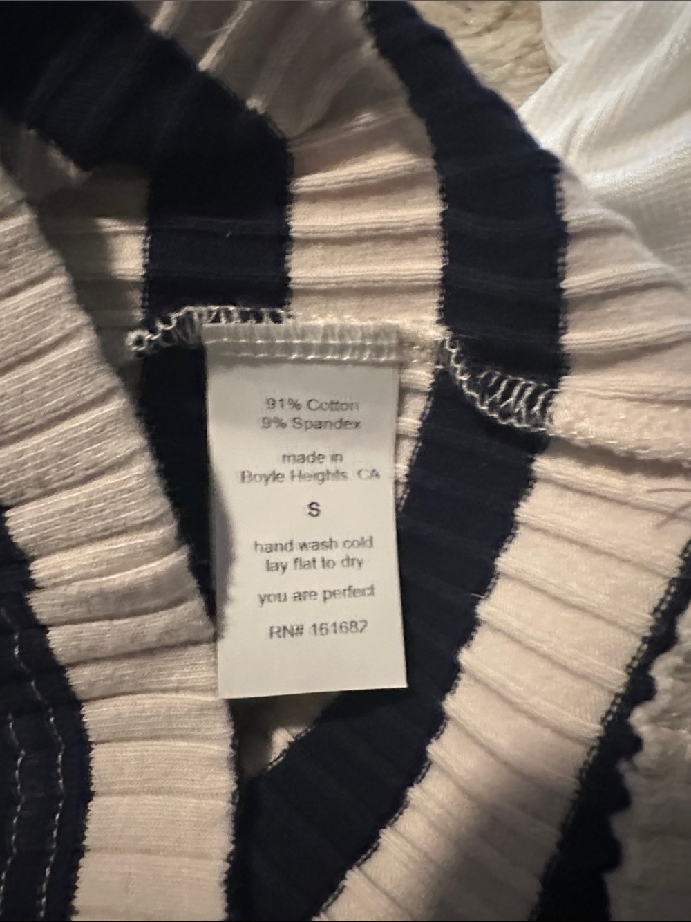 perfectwhitetee White & Black Striped Ribbed Tank - Picture 4 of 4